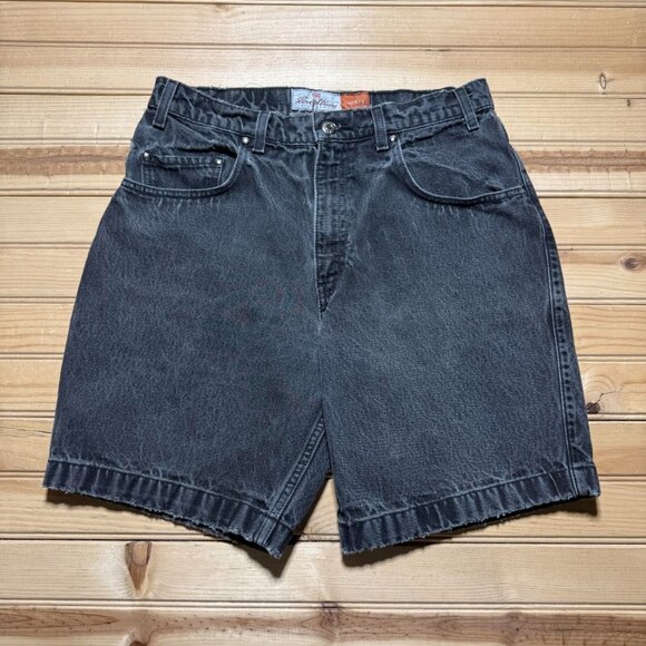 Vintage 90s Levis 545 Loose Fit Dark Wash Denim Jean Shorts Orange Tab - Size 31 - Picture 1 of 10